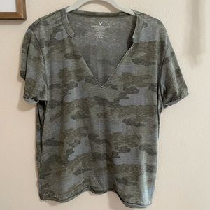 Camo V Neck